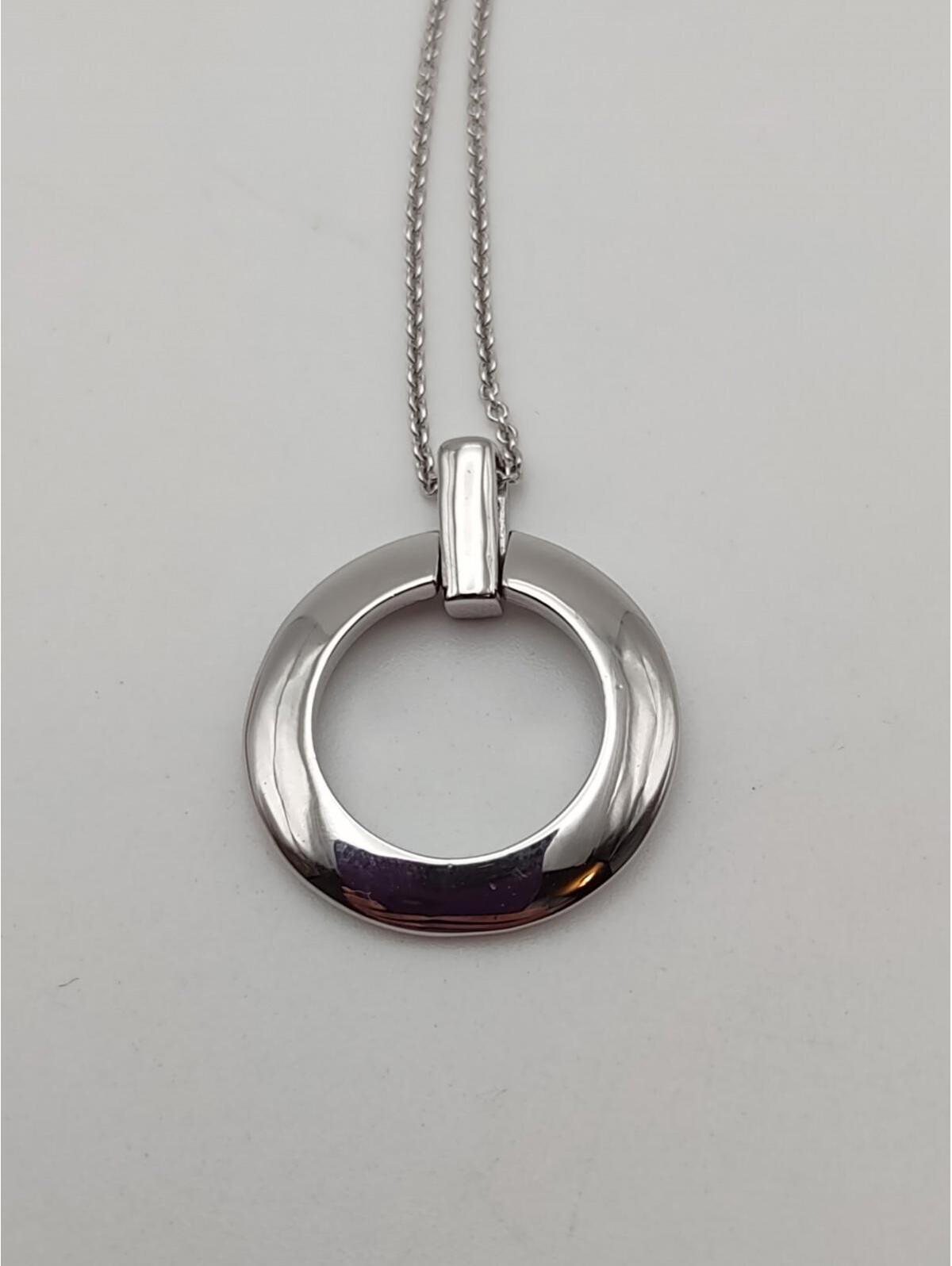 Modern 925 Sterling Silver Fas Open Circle Hoop Necklace 18"
